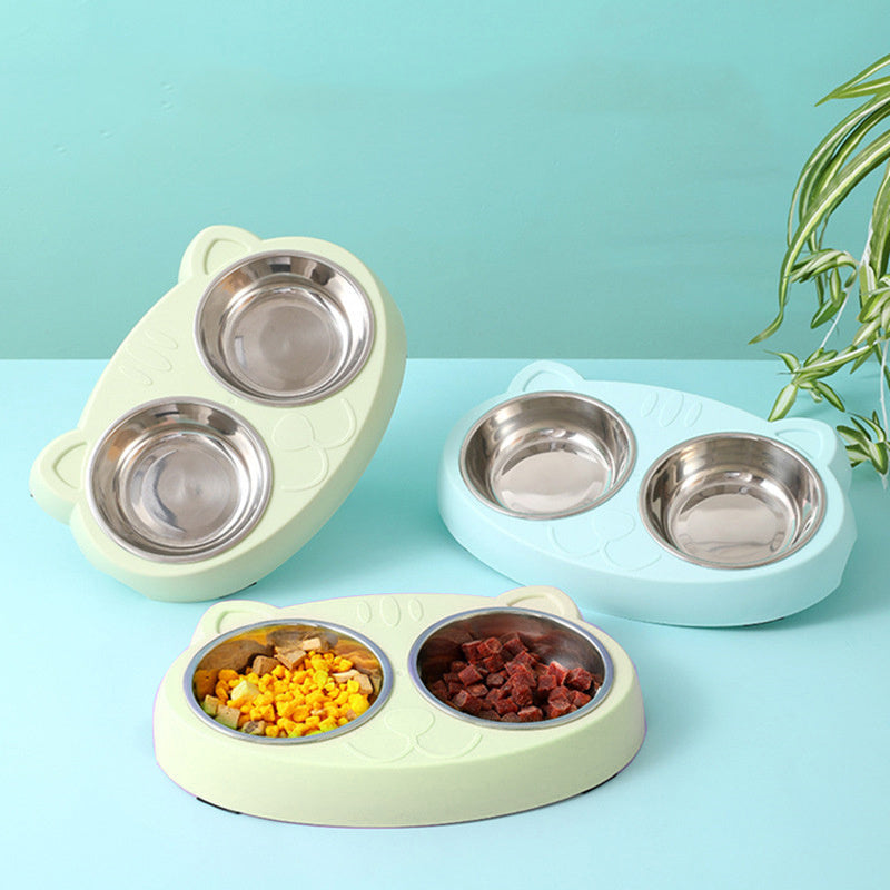 No-Spill Pet Double Bowls for Food & Water – Indoor Use