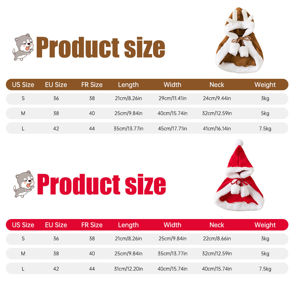 Festive Cat Christmas Costume – Soft Santa Cape and Hat