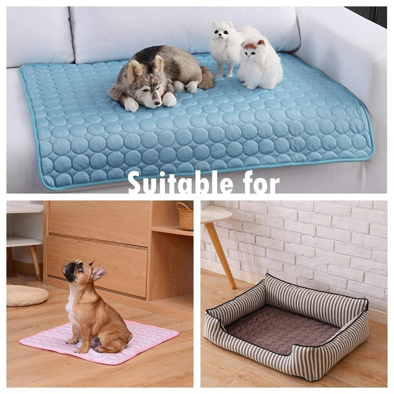 Pet Cooling Pad – Breathable Ice Silk Mat for Dogs