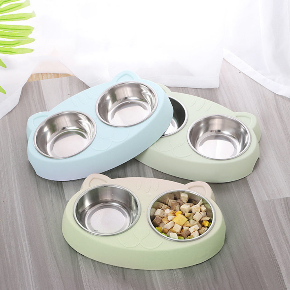 No-Spill Pet Double Bowls for Food & Water – Indoor Use