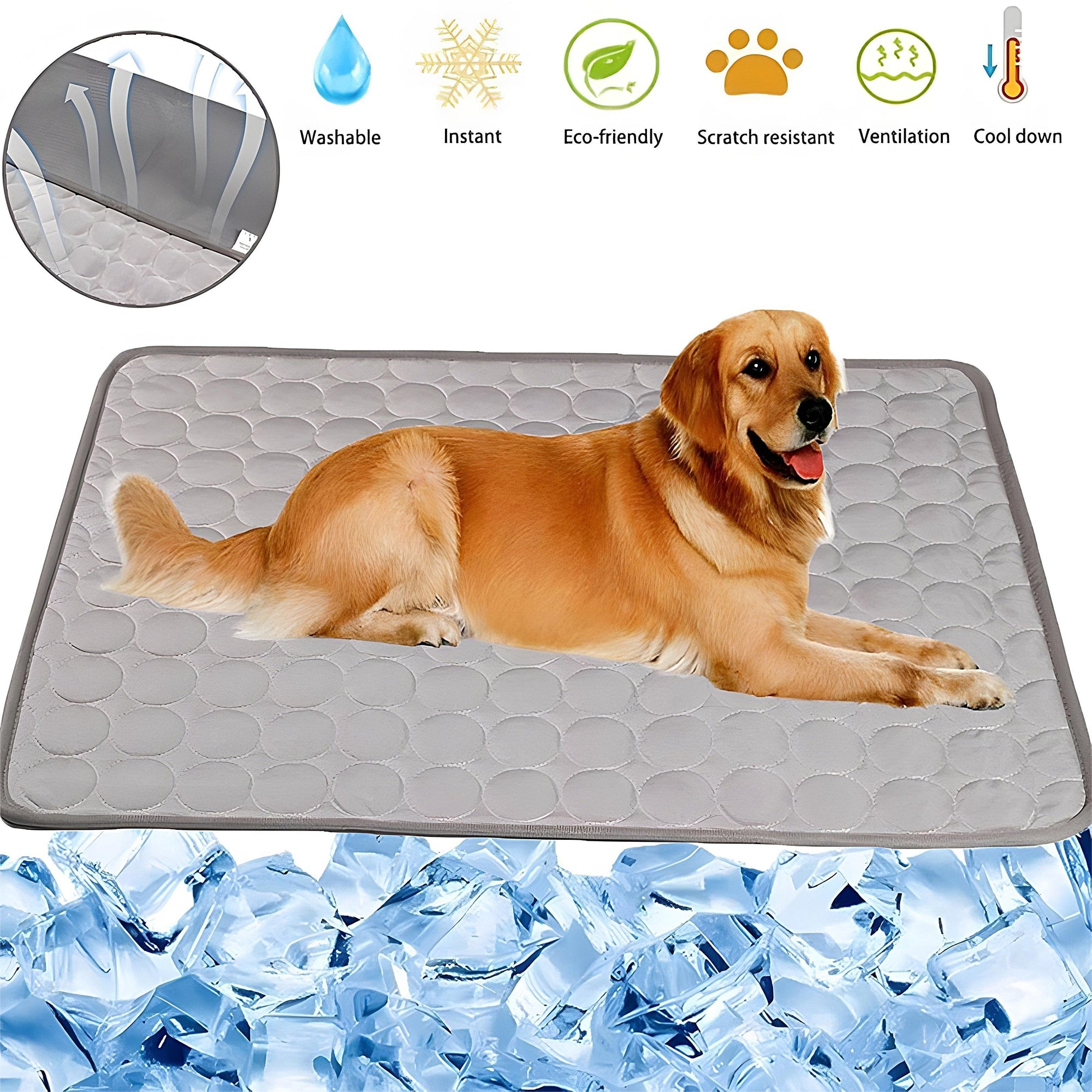 Pet Cooling Pad – Breathable Ice Silk Mat for Dogs