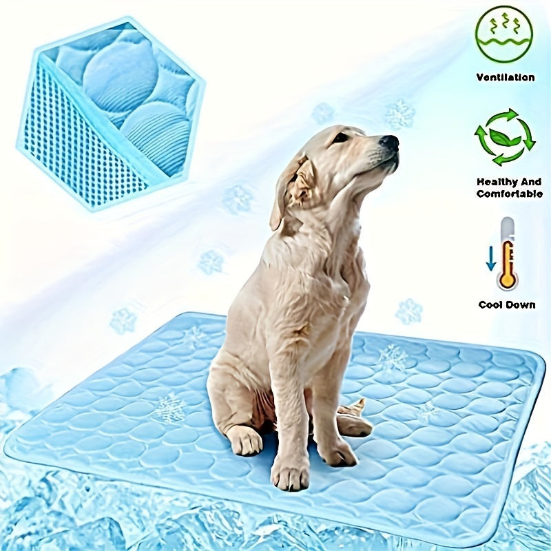 Pet Cooling Pad – Breathable Ice Silk Mat for Dogs
