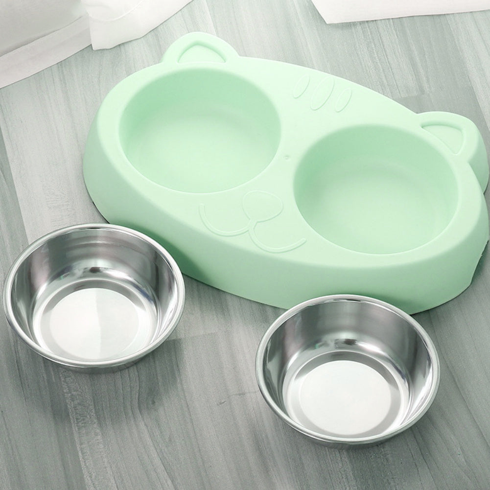 No-Spill Pet Double Bowls for Food & Water – Indoor Use