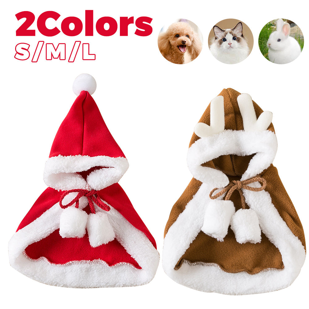 Festive Cat Christmas Costume – Soft Santa Cape and Hat