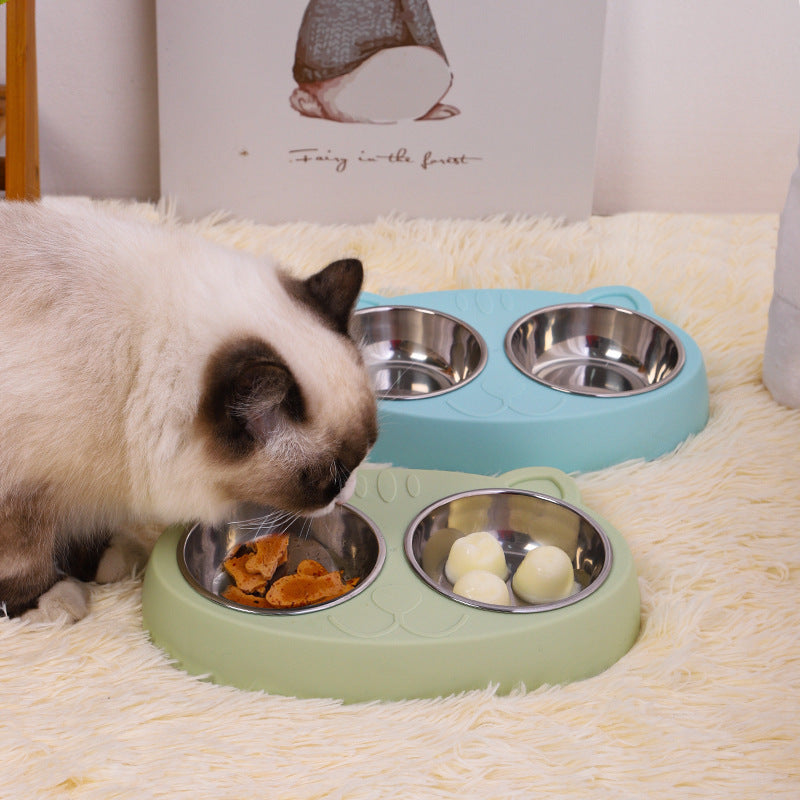 No-Spill Pet Double Bowls for Food & Water – Indoor Use