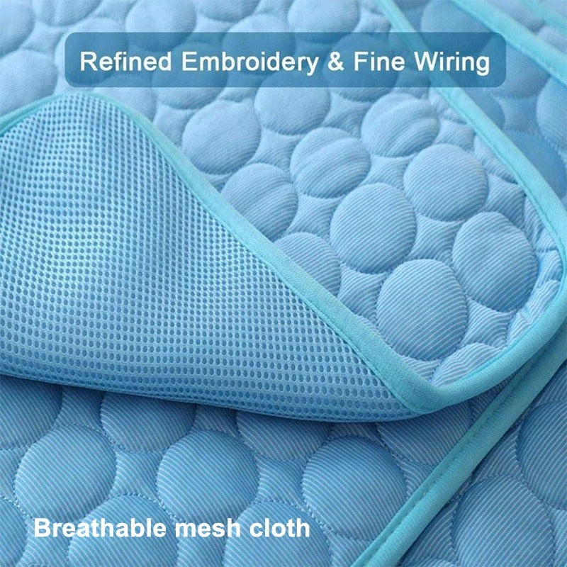 Pet Cooling Pad – Breathable Ice Silk Mat for Dogs