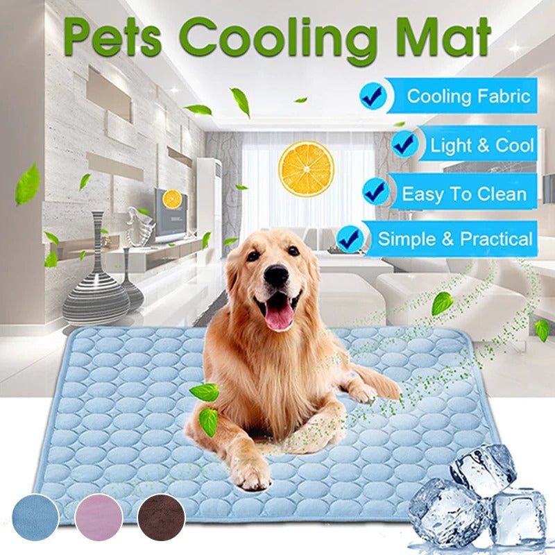 Pet Cooling Pad – Breathable Ice Silk Mat for Dogs