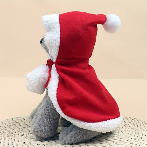 Festive Cat Christmas Costume – Soft Santa Cape and Hat